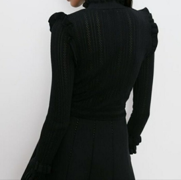 Zara Knit Long Skeevss A-line Black Dress Medim NEW WITH TAGS - Picture 2 of 9